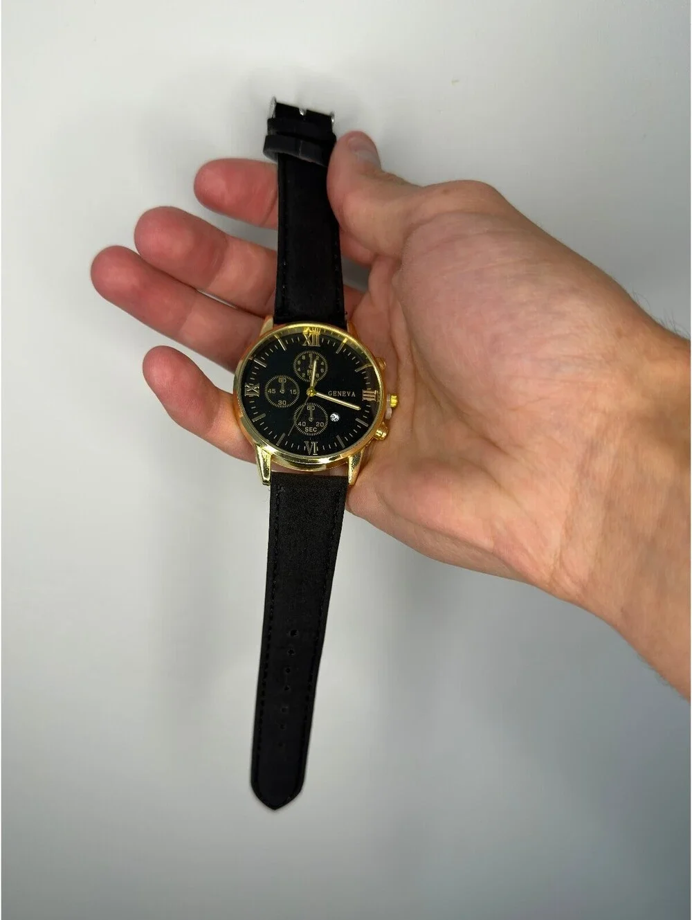 Circle Gold Watch Black Strap A-19